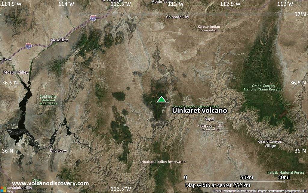 Satellite/aerial-type map of Uinkaret volcano (local scale medium)