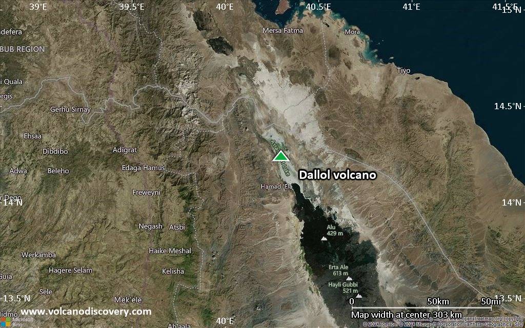 Satellite/aerial-type map of Dallol volcano (local scale medium)