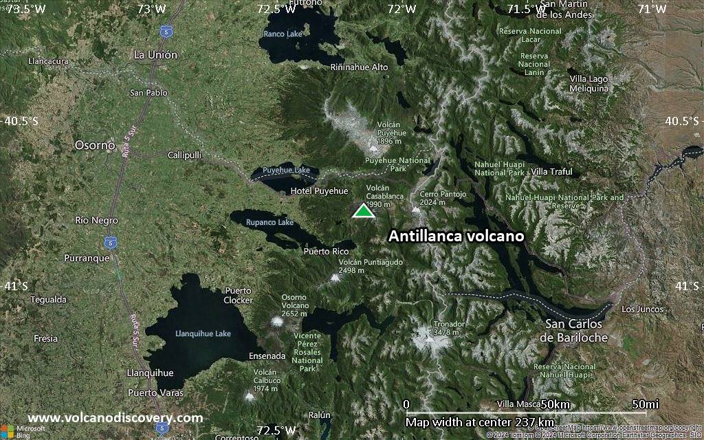 Satellite/aerial-type map of Antillanca volcano (local scale medium)