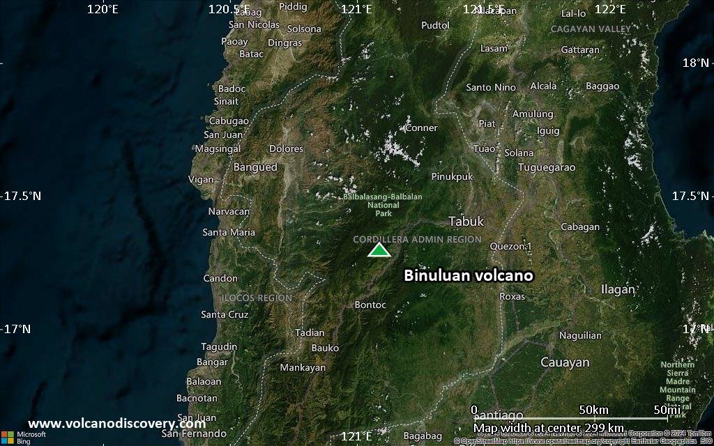 Satellite/aerial-type map of Binuluan volcano (local scale medium)