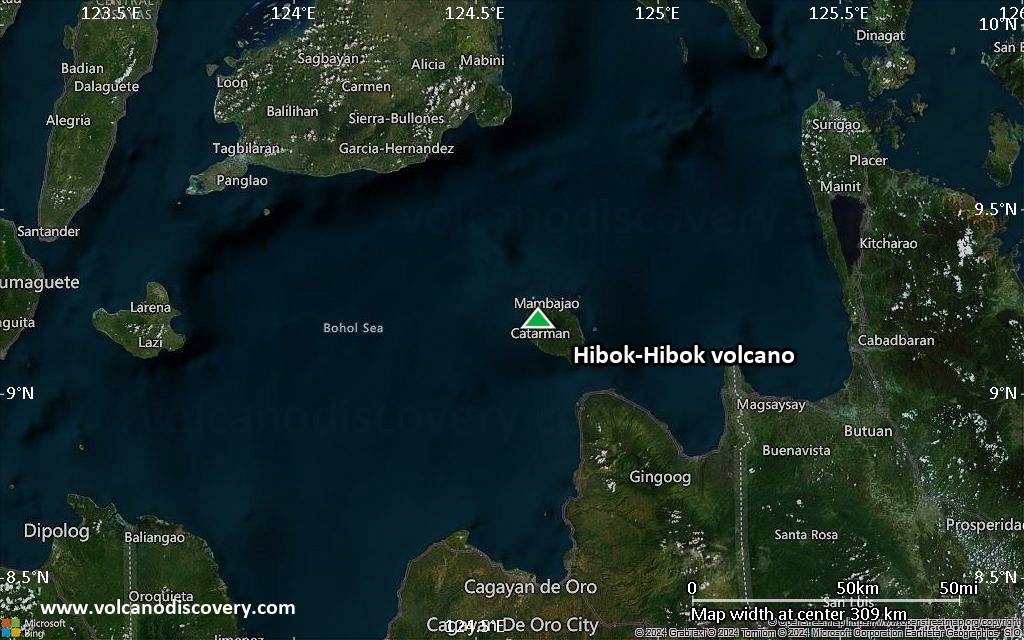 Satellite/aerial-type map of Hibok-Hibok volcano (local scale medium)