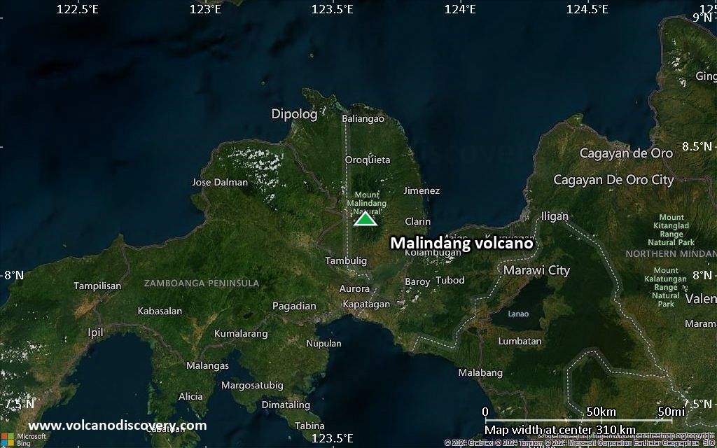 Satellite/aerial-type map of Malindang volcano (local scale medium)