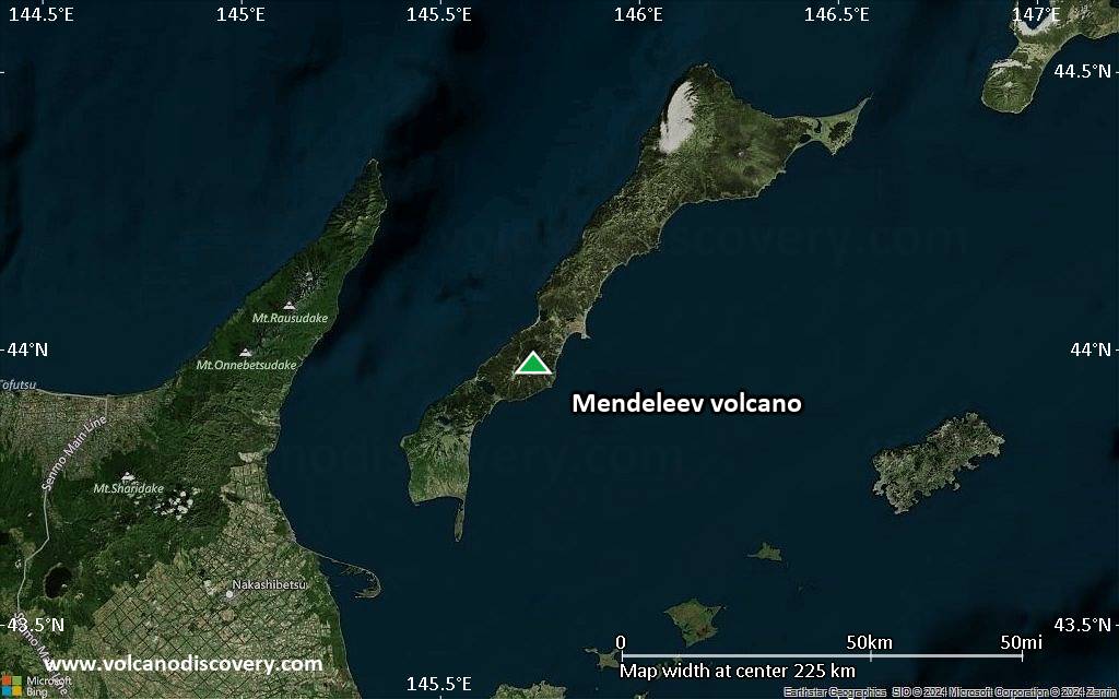 Satellite/aerial-type map of Mendeleev volcano (local scale medium)