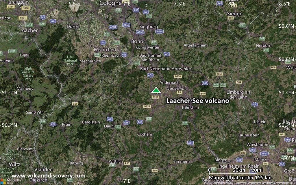 Satellite/aerial-type map of Laacher See volcano (local scale medium)