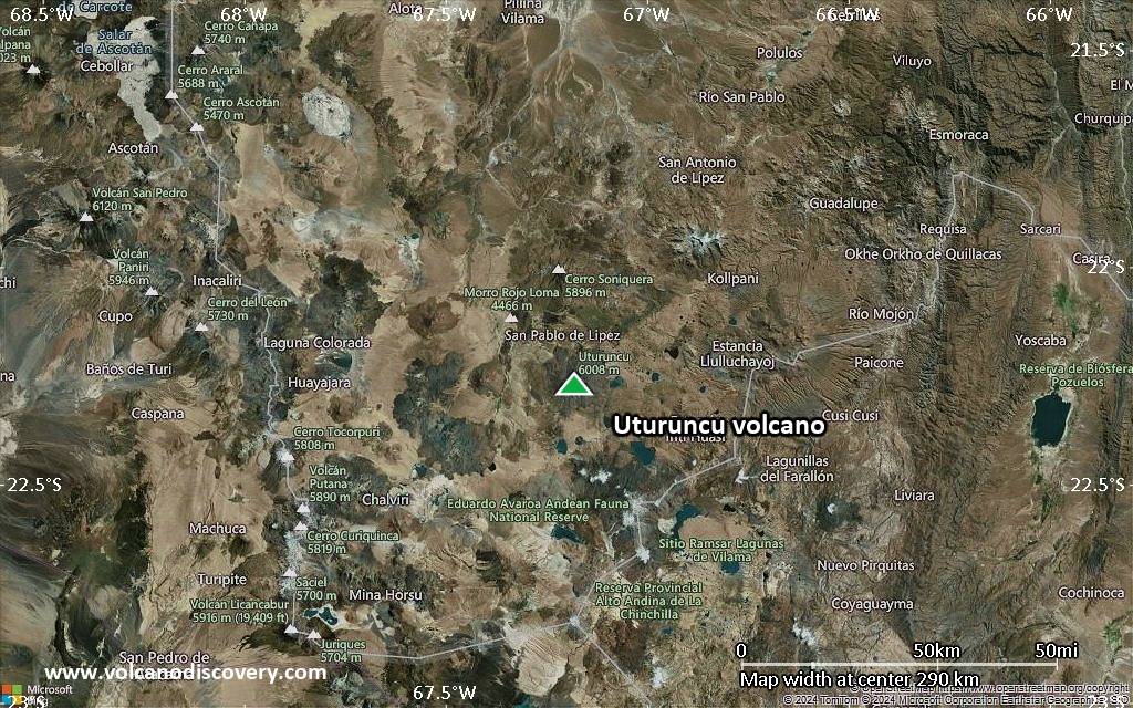 Satellite/aerial-type map of Uturuncu volcano (local scale medium)