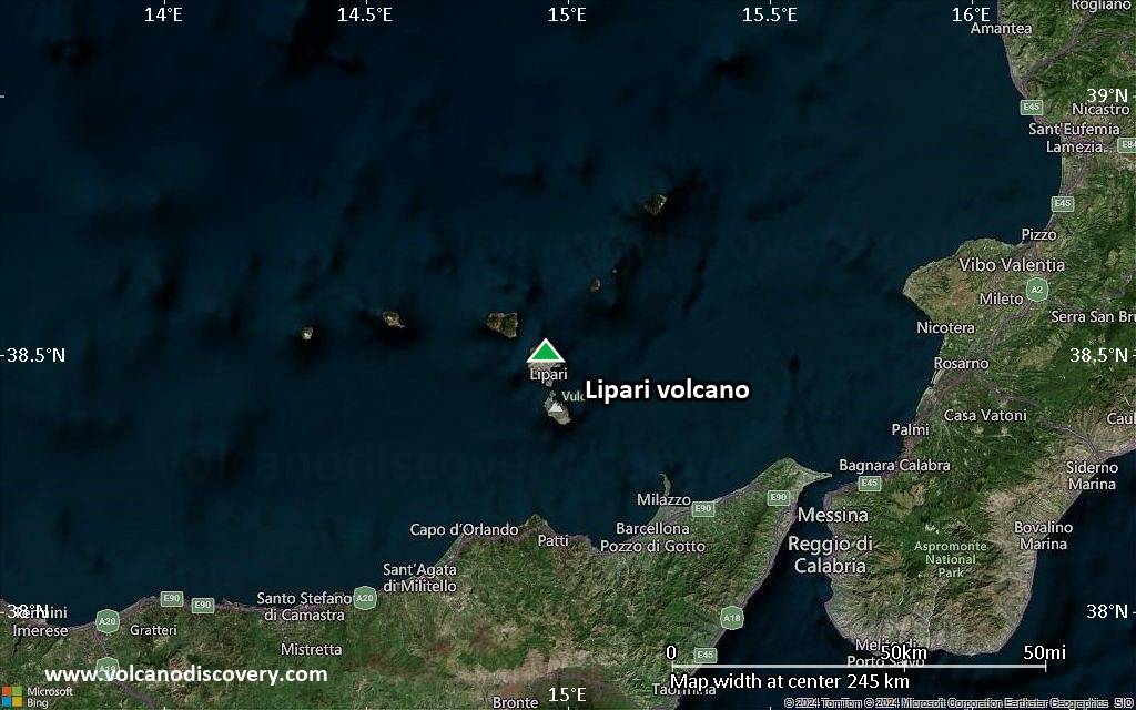 Satellite/aerial-type map of Lipari volcano (local scale medium)