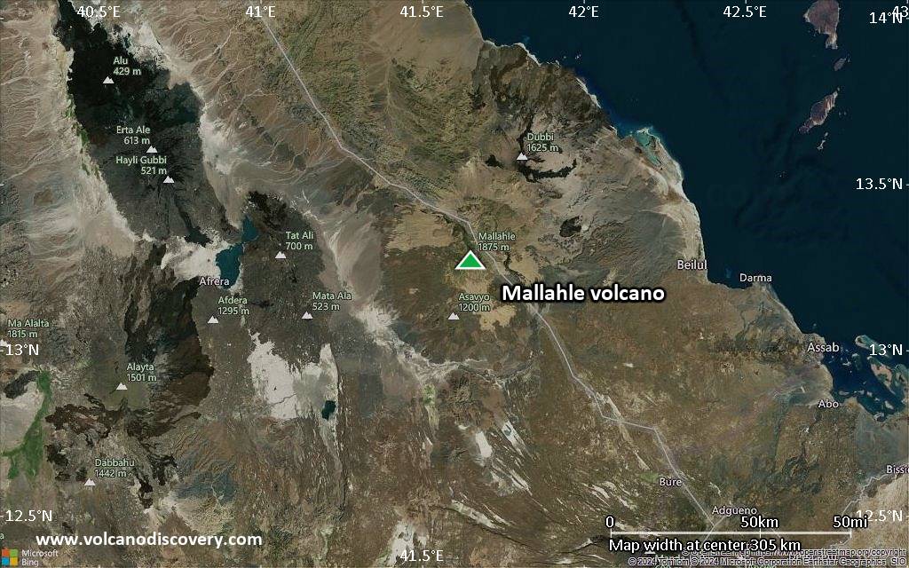 Satellite/aerial-type map of Mallahle volcano (local scale medium)