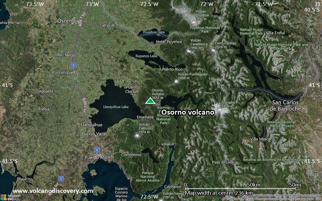 Satellite/aerial-type map of Osorno volcano (local scale medium)