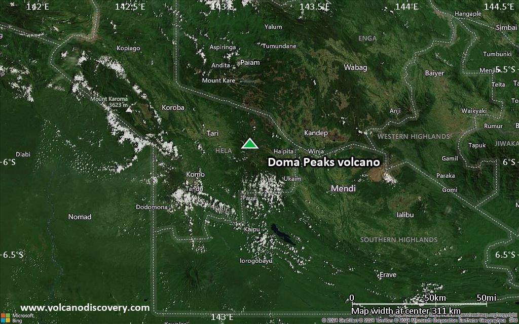 Satellite/aerial-type map of Doma Peaks volcano (local scale medium)