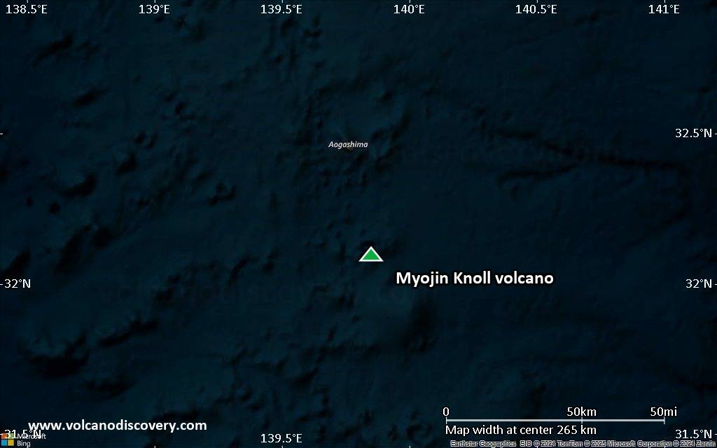 Satellite/aerial-type map of Myojin Knoll volcano (local scale medium)