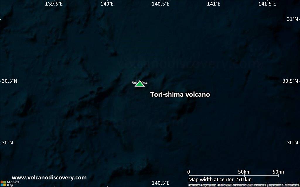 Satellite/aerial-type map of Tori-shima volcano (local scale medium)