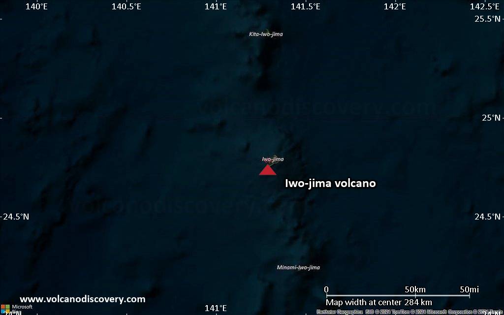 Satellite/aerial-type map of Iwo-jima volcano (local scale medium)