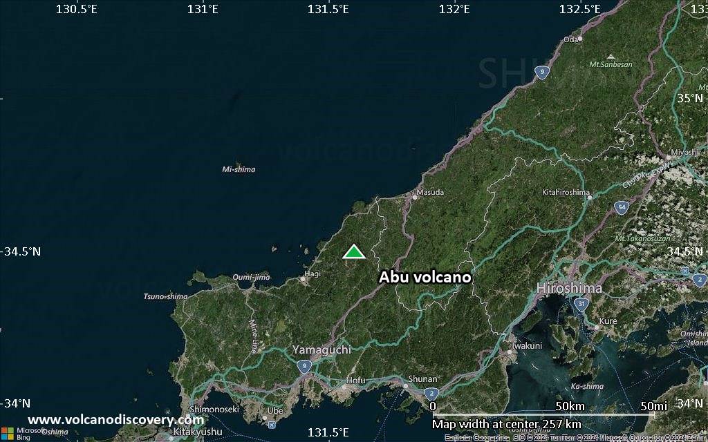 Satellite/aerial-type map of Abu volcano (local scale medium)