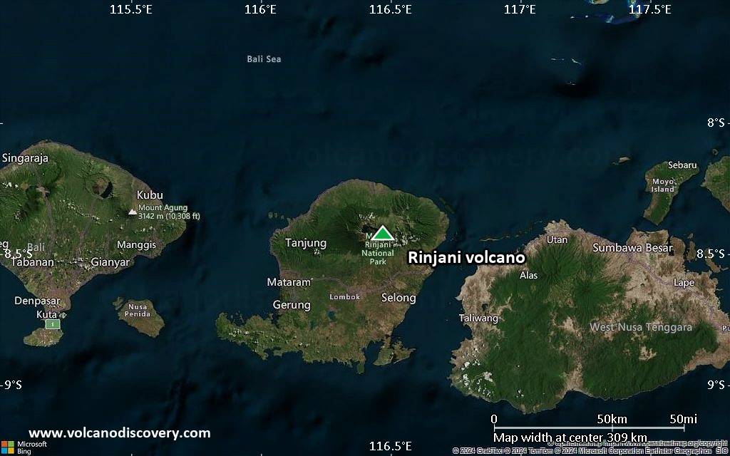 Map of Rinjani volcano