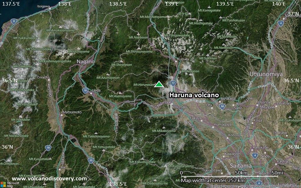 Satellite/aerial-type map of Haruna volcano (local scale medium)