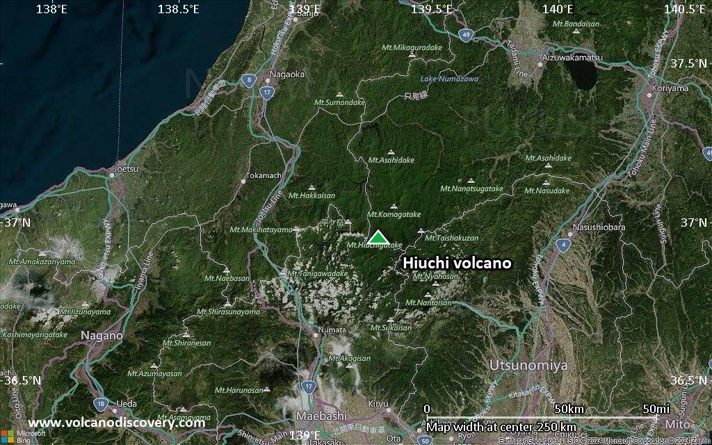 Satellite/aerial-type map of Hiuchi volcano (local scale medium)