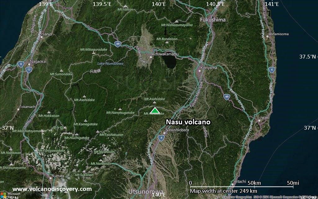 Satellite/aerial-type map of Nasu volcano (local scale medium)