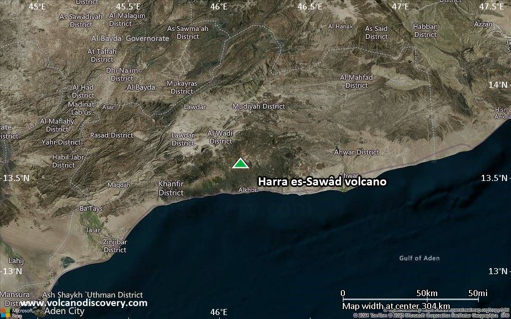 Satellite/aerial-type map of Harra es-Sawâd volcano (local scale medium)