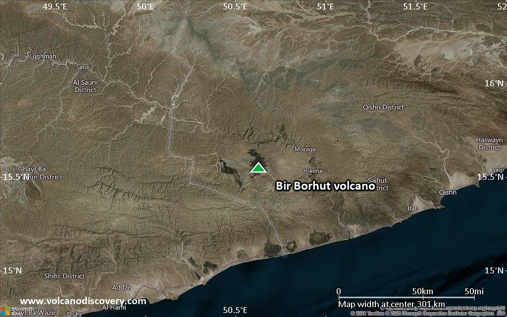 Satellite/aerial-type map of Bir Borhut volcano (local scale medium)