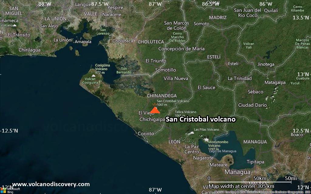 Satellite/aerial-type map of San Cristobal volcano (local scale medium)
