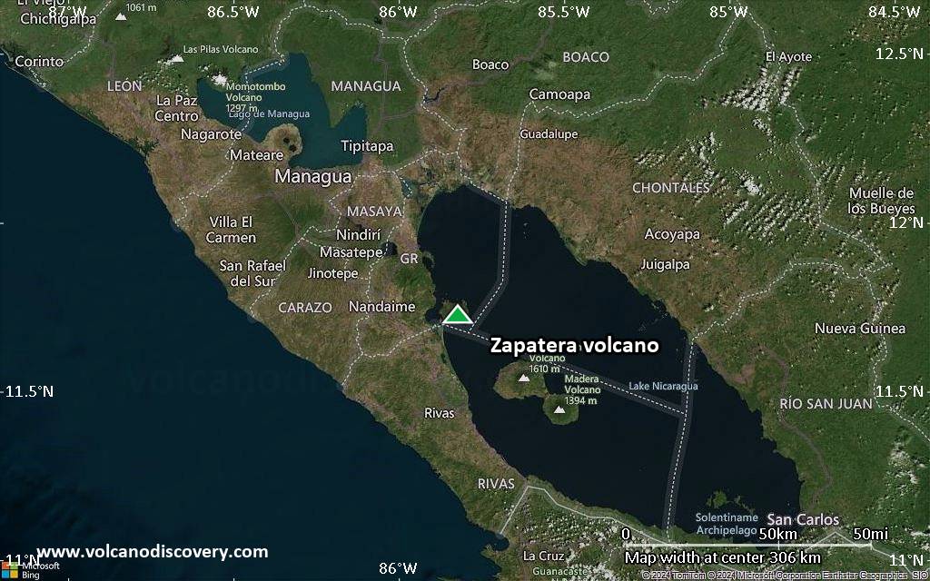 Satellite/aerial-type map of Zapatera volcano (local scale medium)