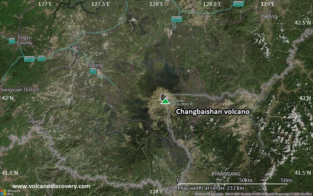 Satellite/aerial-type map of Changbaishan volcano (local scale medium)