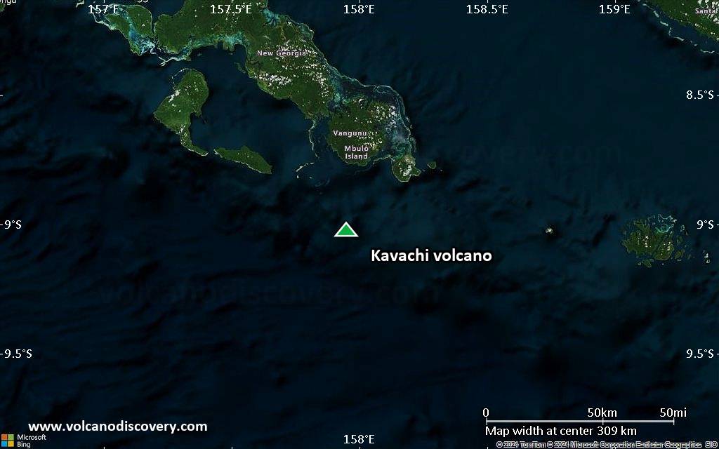 Satellite/aerial-type map of Kavachi volcano (local scale medium)
