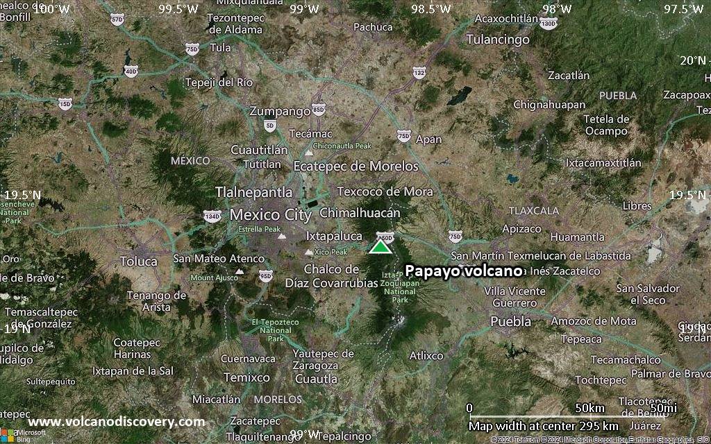 Satellite/aerial-type map of Papayo volcano (local scale medium)