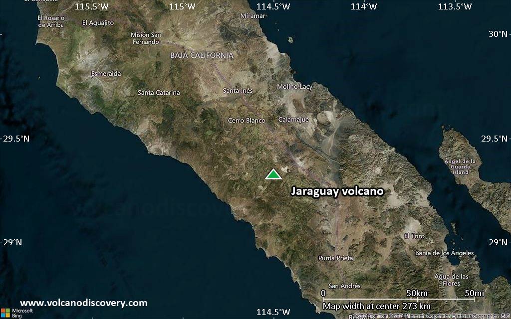 Satellite/aerial-type map of Jaraguay volcano (local scale medium)