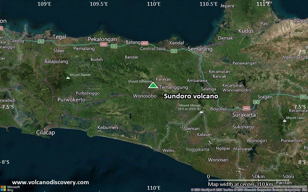 Satellite/aerial-type map of Sundoro volcano (local scale medium)