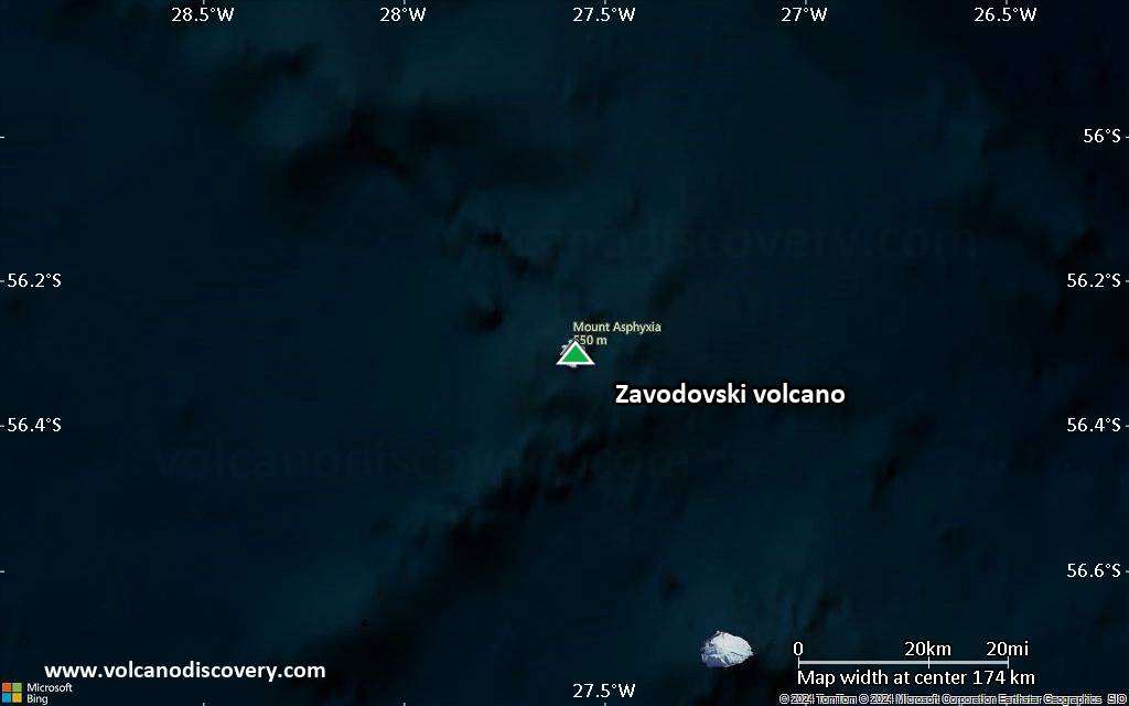 Satellite/aerial-type map of Zavodovski volcano (local scale medium)