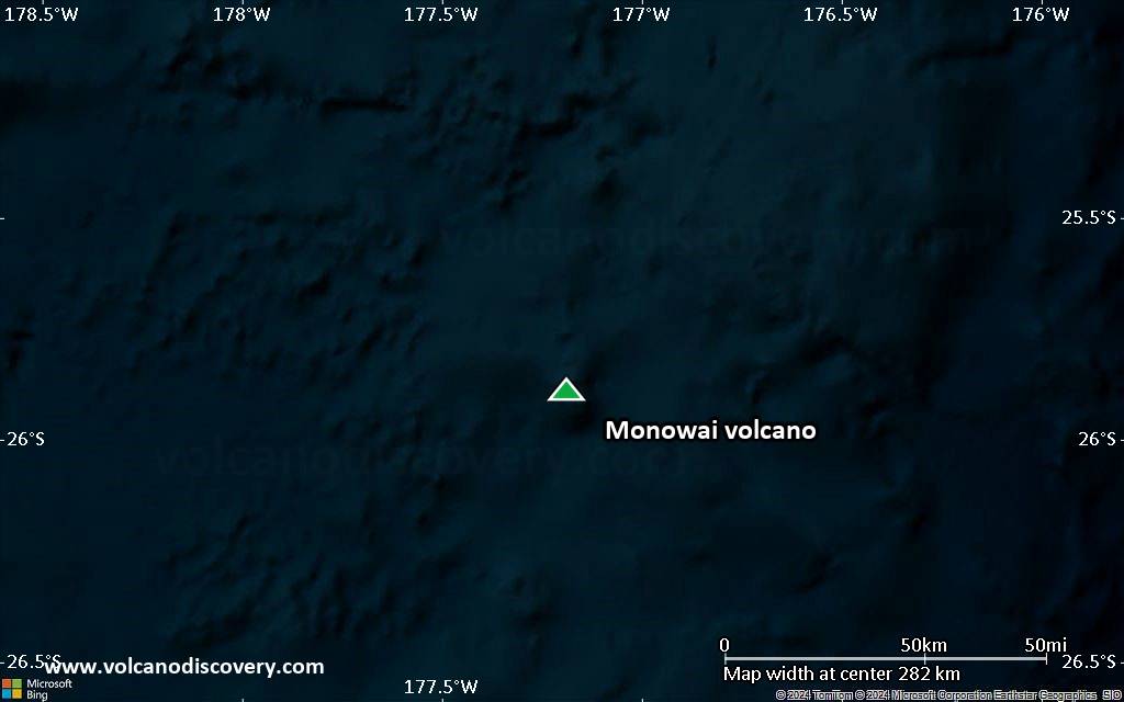 Satellite/aerial-type map of Monowai volcano (local scale medium)