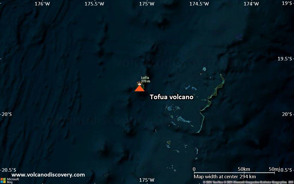 Satellite/aerial-type map of Tofua volcano (local scale medium)