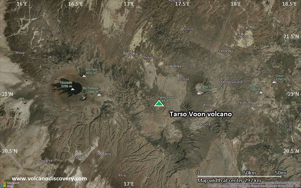 Satellite/aerial-type map of Tarso Voon volcano (local scale medium)