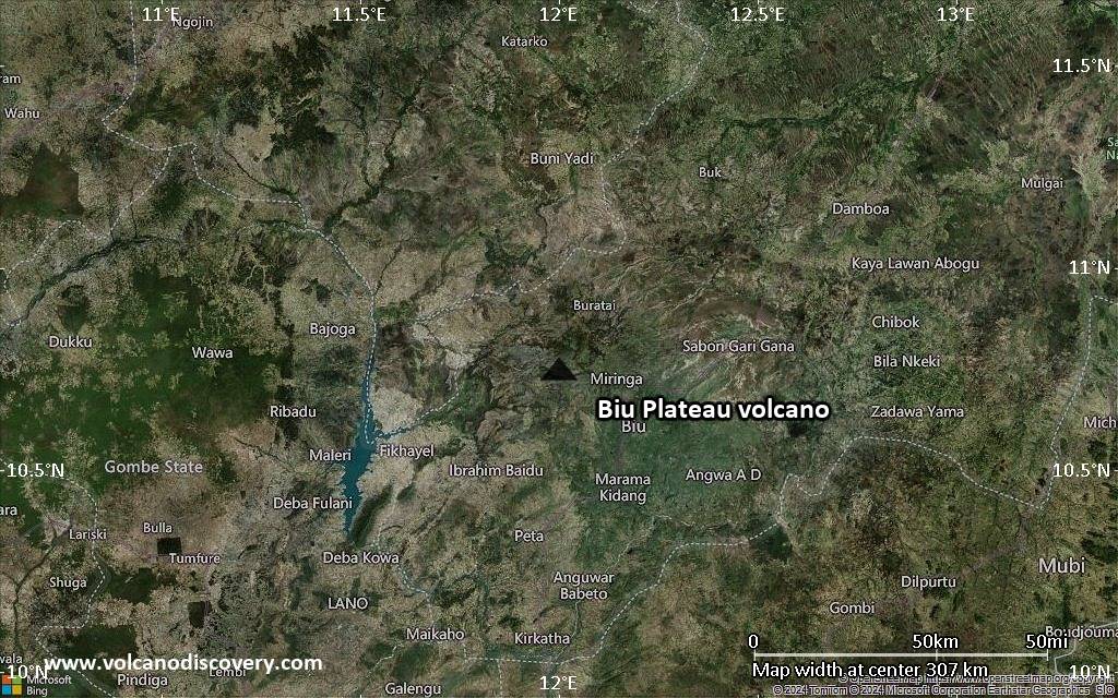 Satellite/aerial-type map of Biu Plateau volcano (local scale medium)