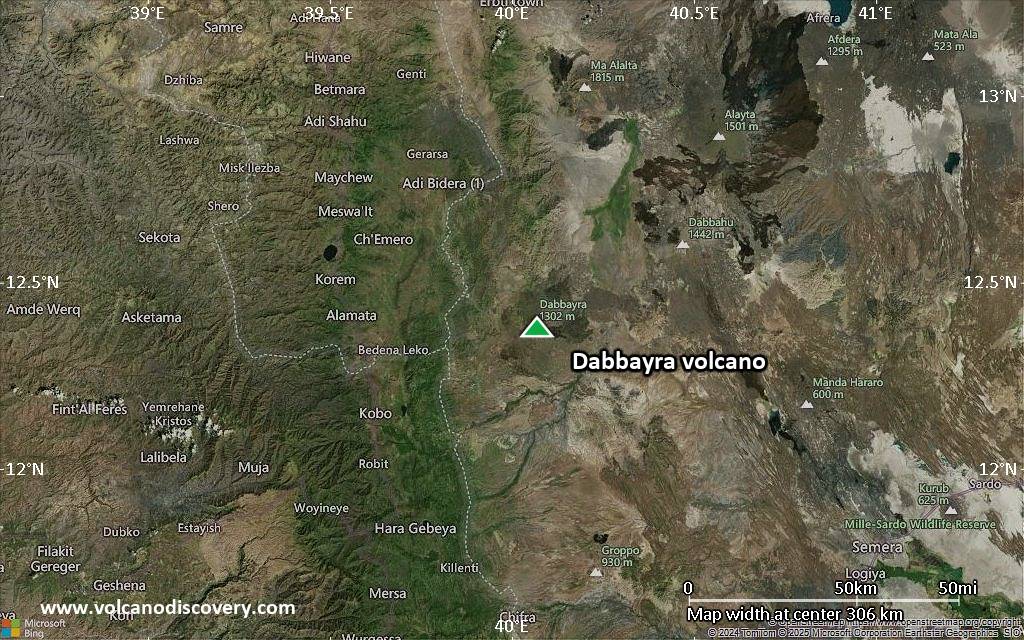 Satellite/aerial-type map of Dabbayra volcano (local scale medium)