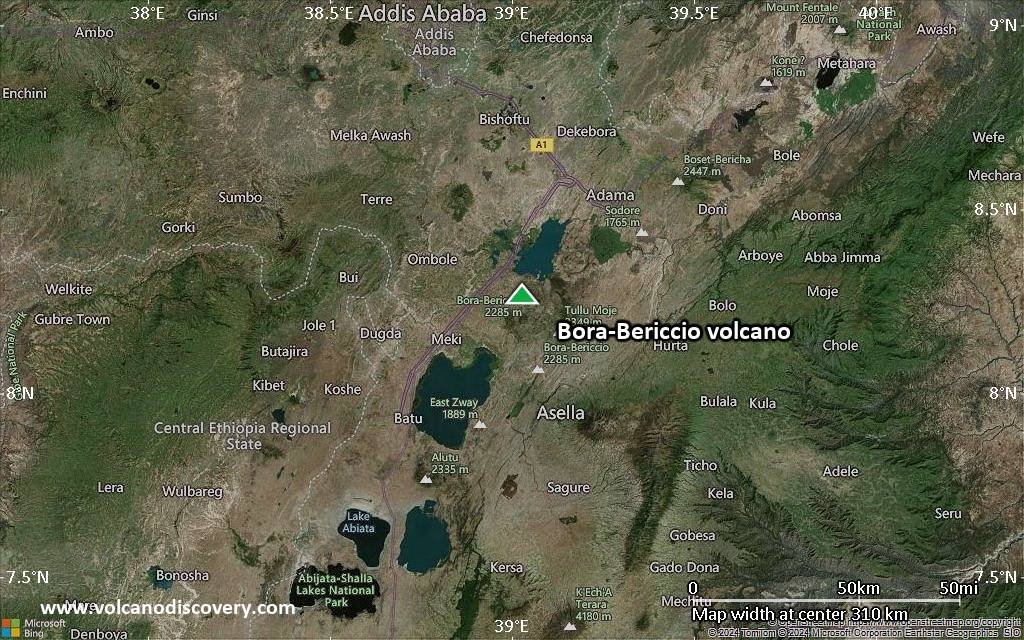 Satellite/aerial-type map of Bora-Bericcio volcano (local scale medium)