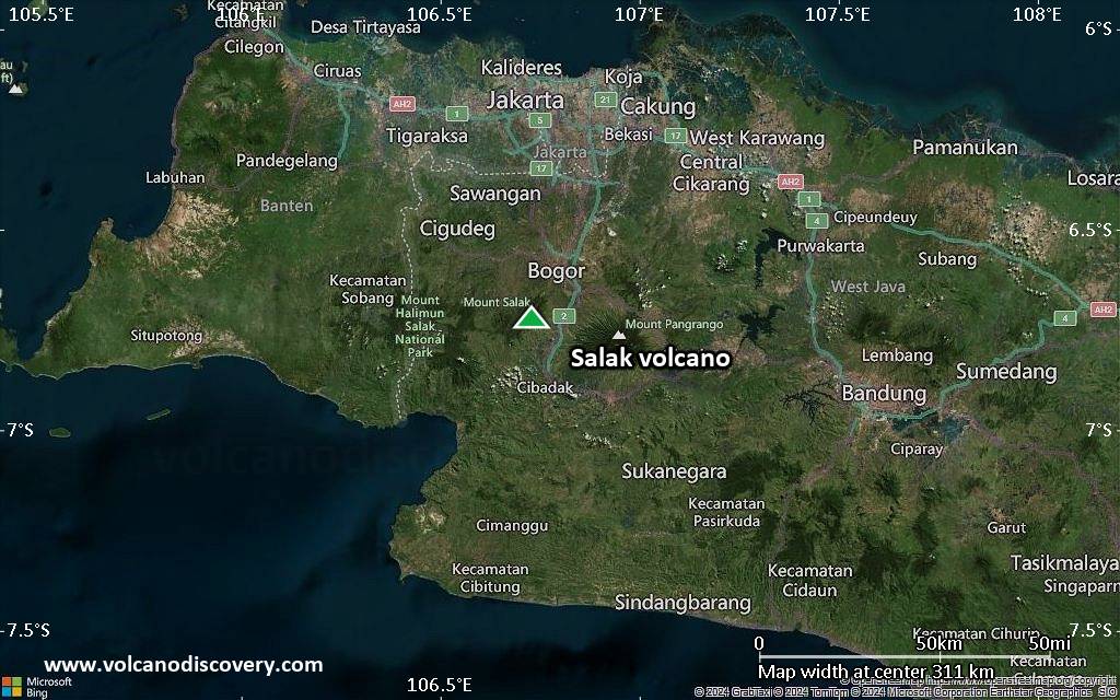 Satellite/aerial-type map of Salak volcano (local scale medium)