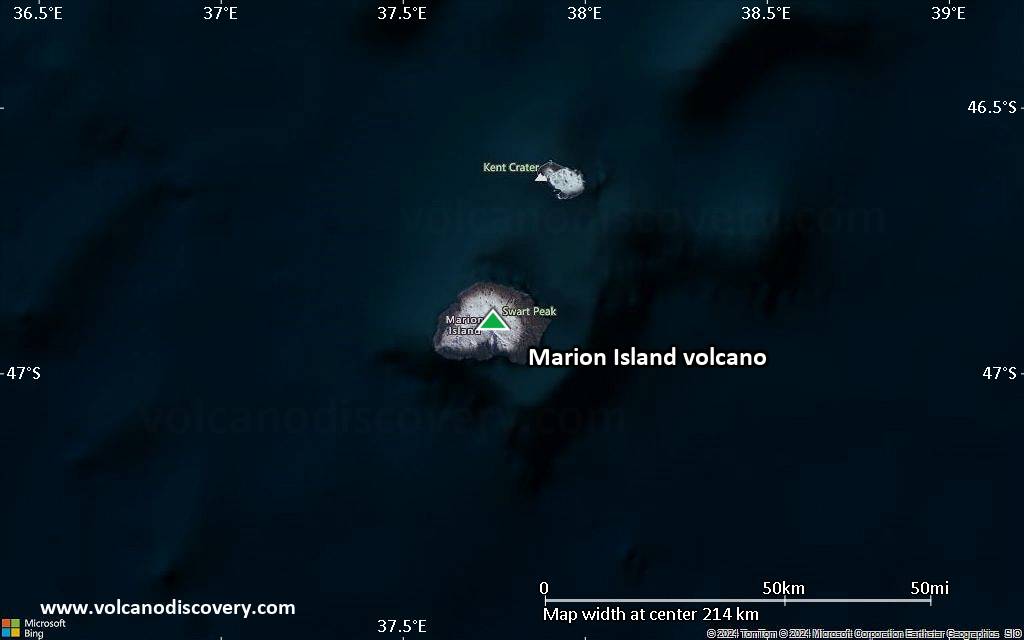 Satellite/aerial-type map of Marion Island volcano (local scale medium)