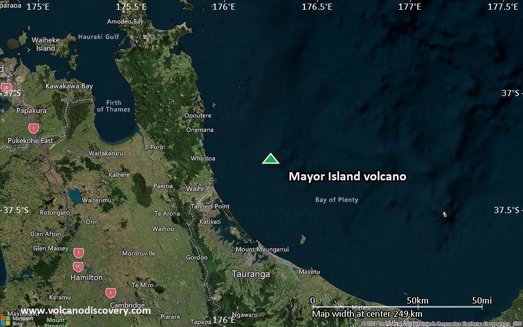 Satellite/aerial-type map of Mayor Island volcano (local scale medium)