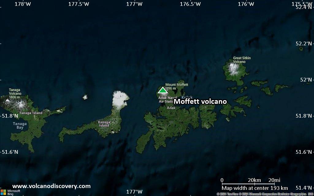 Satellite/aerial-type map of Moffett volcano (local scale medium)