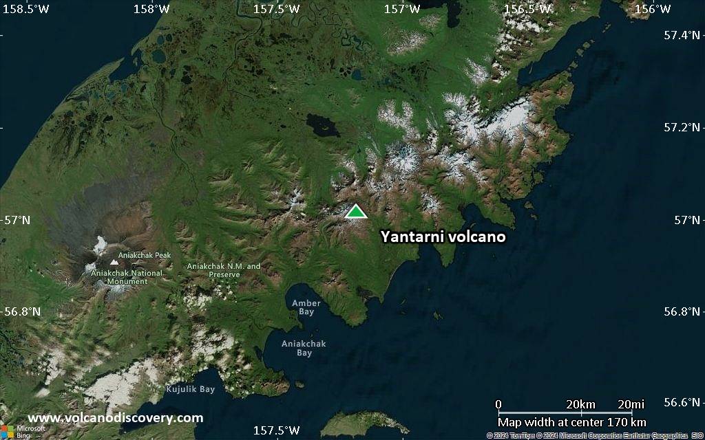 Satellite/aerial-type map of Yantarni volcano (local scale medium)