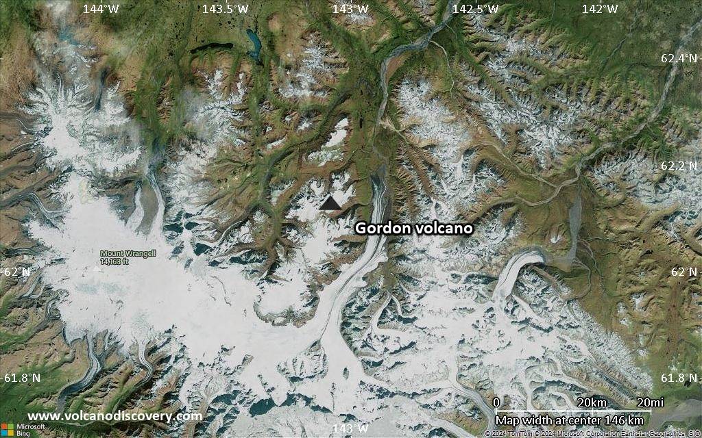 Satellite/aerial-type map of Gordon volcano (local scale medium)