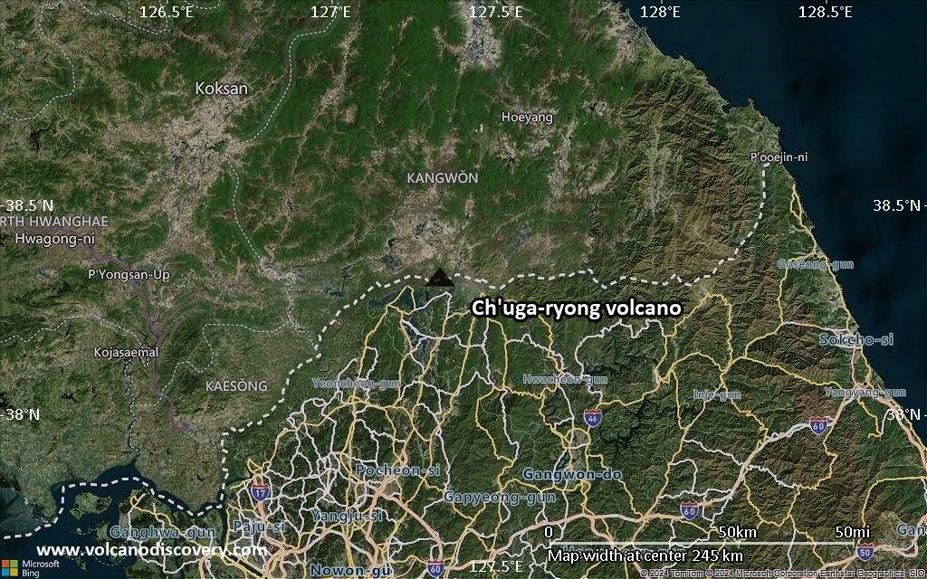 Satellite/aerial-type map of Ch'uga-ryong volcano (local scale medium)