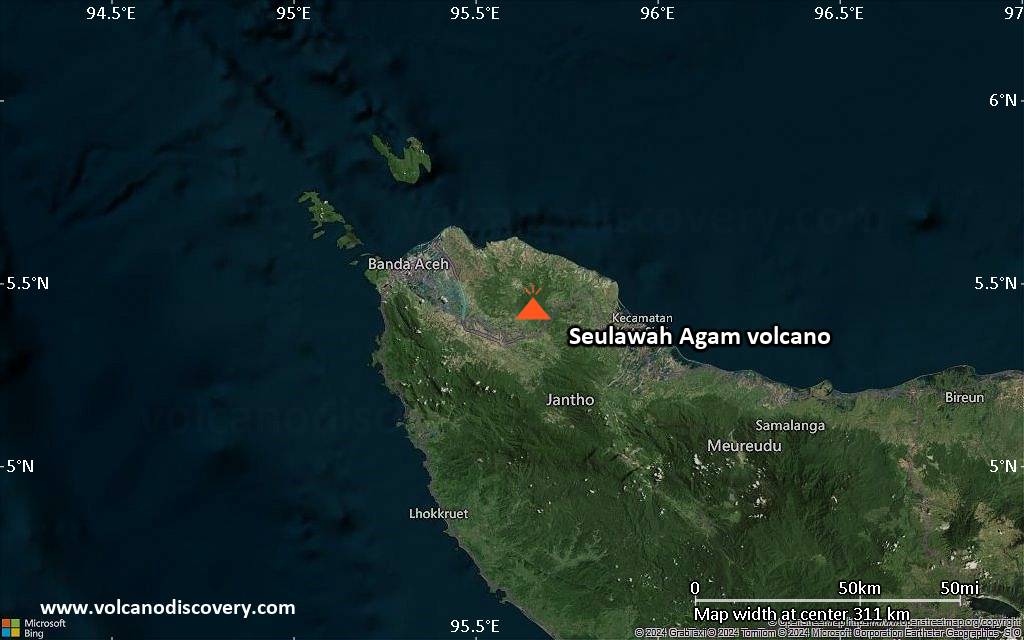 Satellite/aerial-type map of Seulawah Agam volcano (local scale medium)