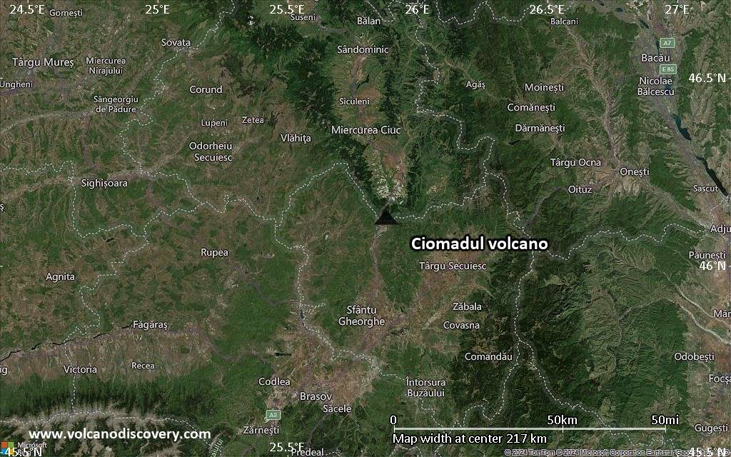 Satellite/aerial-type map of Ciomadul volcano (local scale medium)