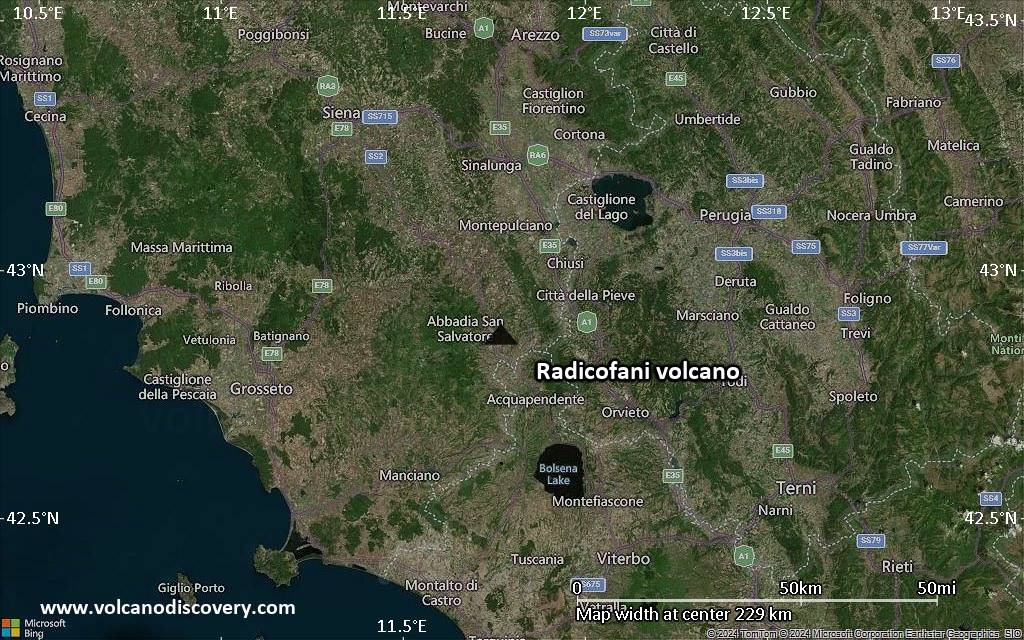 Satellite/aerial-type map of Radicofani volcano (local scale medium)