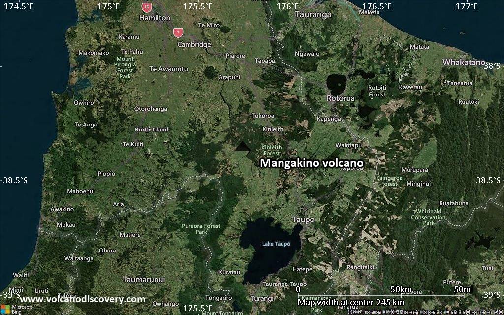 Satellite/aerial-type map of Mangakino volcano (local scale medium)