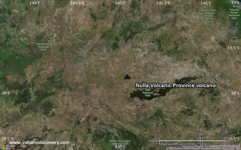 Satellite/aerial-type map of Nulla Volcanic Province volcano (local scale medium)
