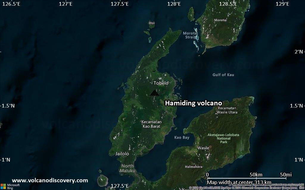 Satellite/aerial-type map of Hamiding volcano (local scale medium)
